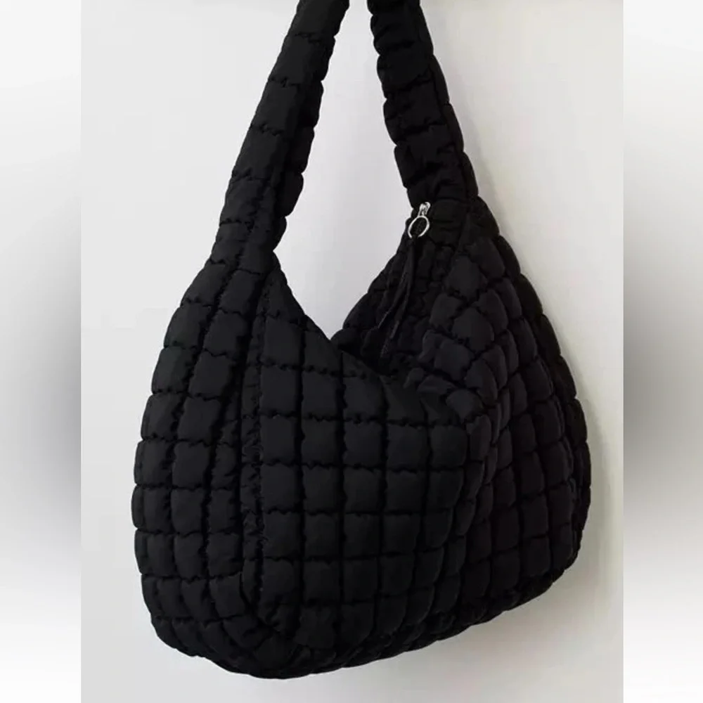 FP Movement by Free People Black Quilted Carryall Hobo Bag NWT